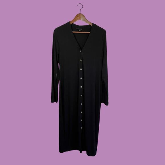 Banana Republic Black Button Front Sweater Dress Medium - Picture 9 of 11